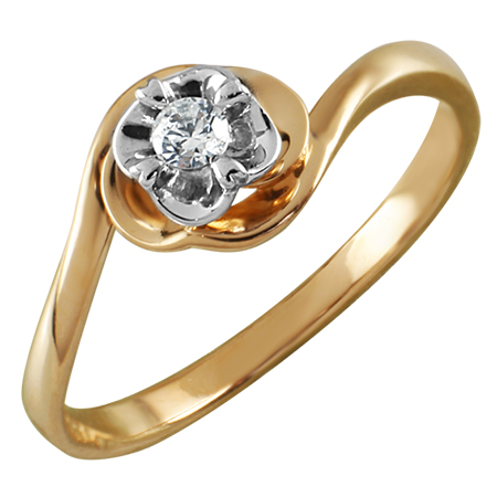 Кольцо, золото, фианит, 01-114446